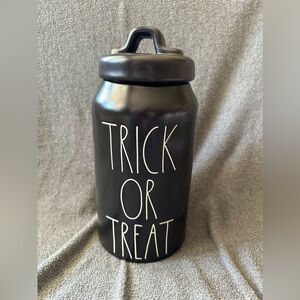 Medium  cannister by Rae Dunn trick-or-treat black tall slim